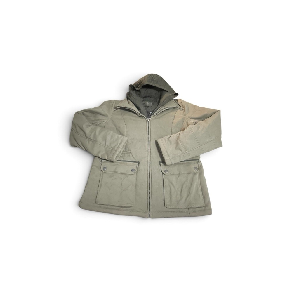 Prana Jacket L Insulated Quilted Parka Women Large Green Hooded Jacket Outdoors - Picture 5 of 11